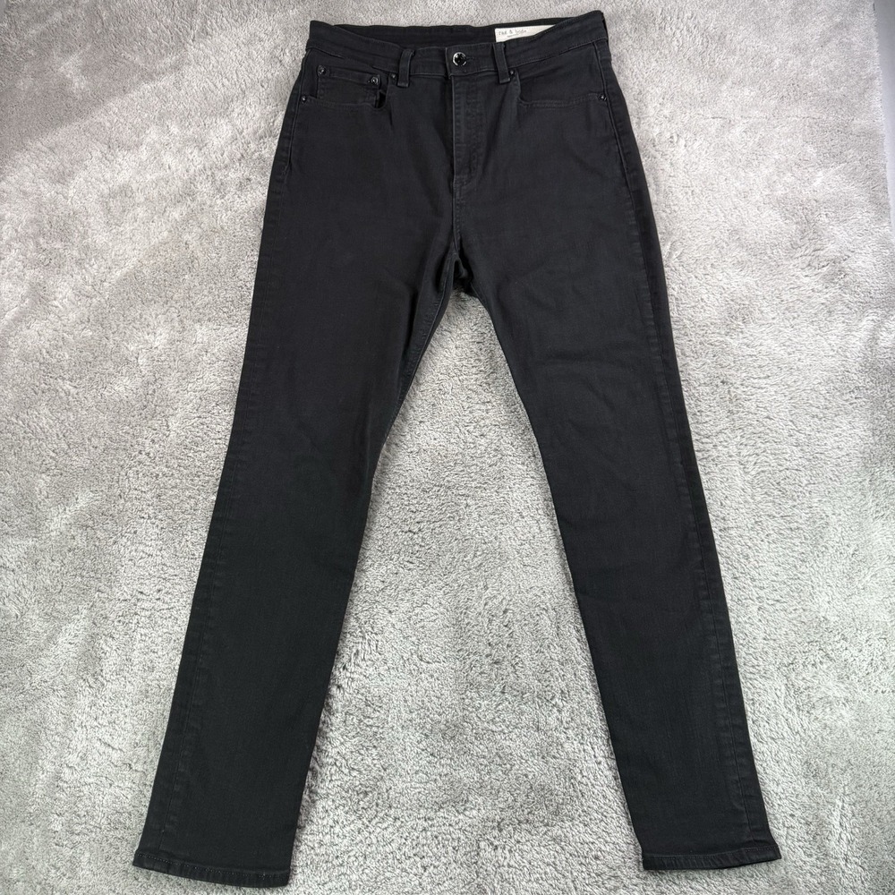 Rag & Bone Nina High Rise Skinny Jeans Womens 31 Black Stretch Denim Ankle